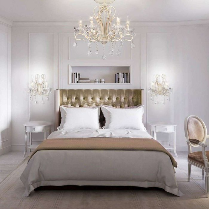 Потолочная люстра с хрустальным декором 12205/6 белый Etna - лучшие Потолочные люстры в INMYROOM