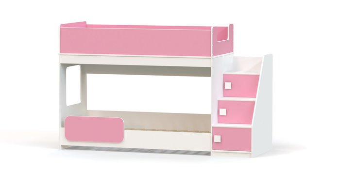 Двухъярусная кровать Ridgimmi 4.3 75х175 бело-розового цвета - купить Двухъярусные кроватки по цене 23647.0