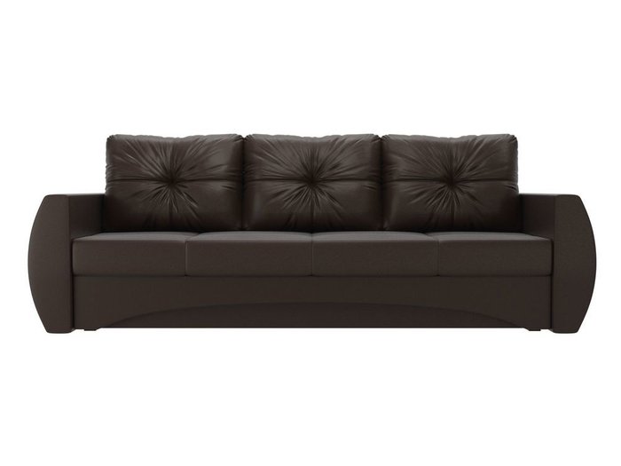 Прямой диван-кровать Сатурн темно-коричневого цвета (экокожа) - купить Прямые диваны по цене 40990.0