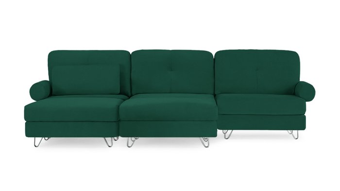 Угловой диван с двумя оттоманками Багамы зеленого цвета - лучшие Угловые диваны в INMYROOM