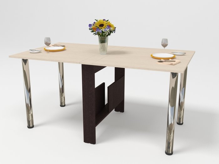 Обеденный раскладной стол бежево-коричневого цвета - купить Обеденные столы по цене 7700.0