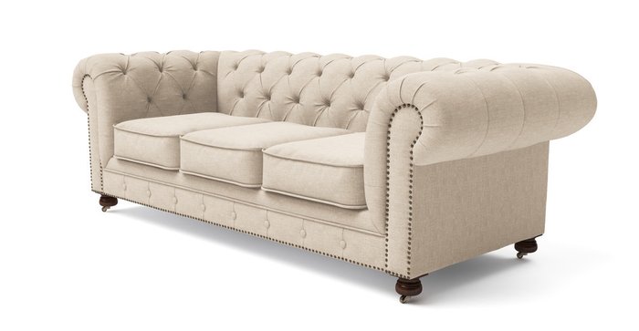 Трехместный диван Chesterfield Lux бежевого цвета - купить Прямые диваны по цене 78400.0