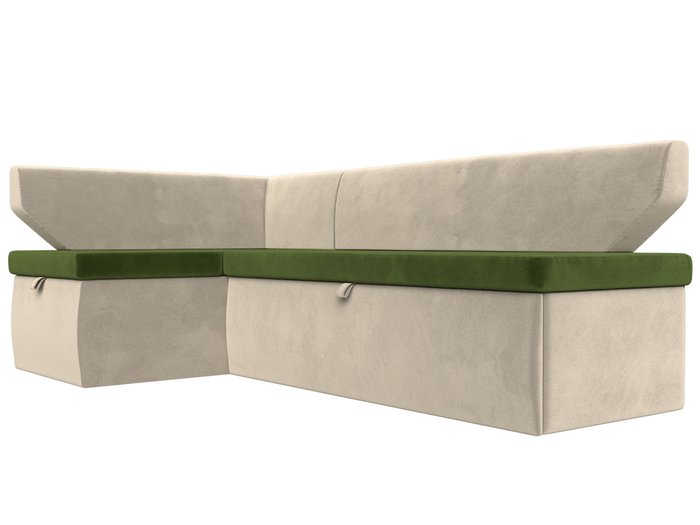 Угловой диван-кровать Омура бежево-зеленого цвета левый угол - лучшие Угловые диваны в INMYROOM