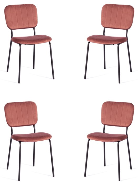 Набор из четырех стульев Carol кораллового цвета