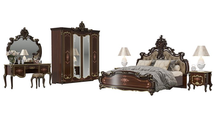 Спальня Шейх коричневого цвета - купить Спальные гарнитуры по цене 244248.0