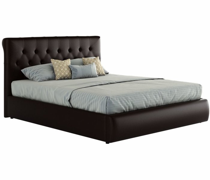 Кровать Амели 140х200 темно-коричневого цвета с матрасом