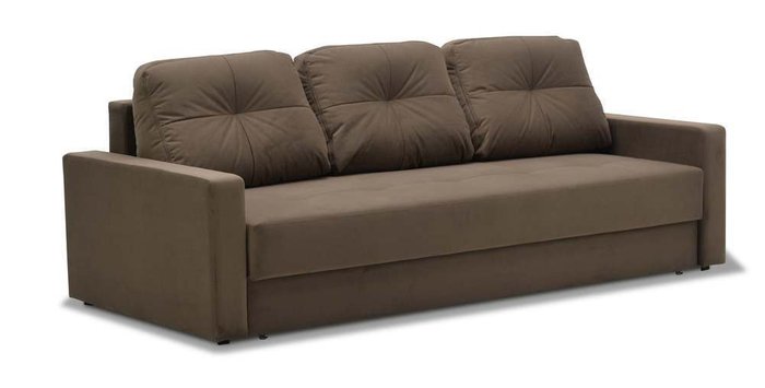 Прямой диван-кровать Сити коричневого  цвета