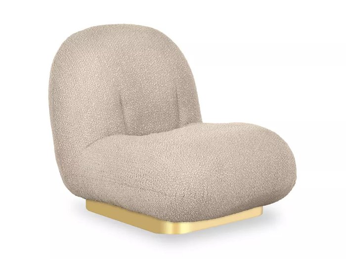 Кресло Pacha Wood бежевого цвета с золотым основанием