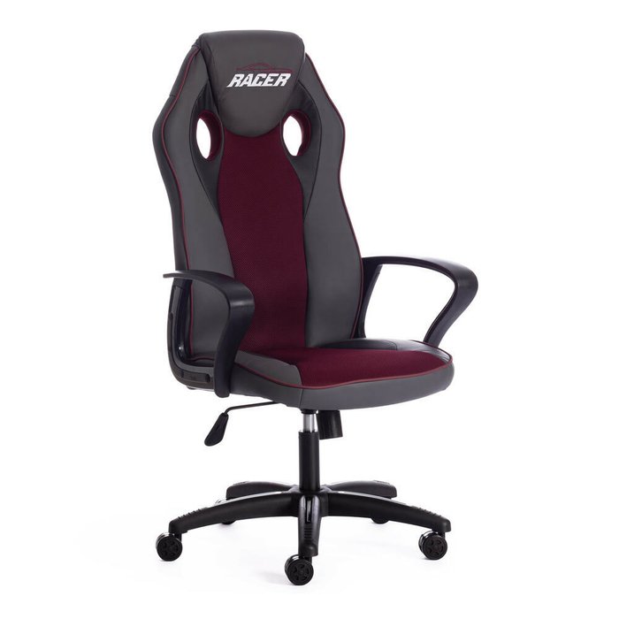 Кресло офисное Racer серо-бордового цвета