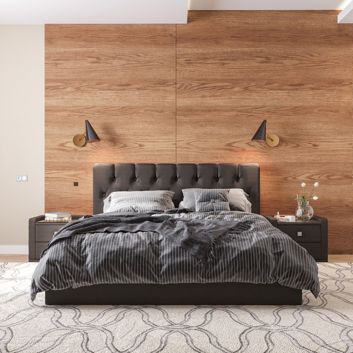 Кровать Инуа 160х200 черного цвета с подъемным механизмом - купить Кровати для спальни по цене 41910.0