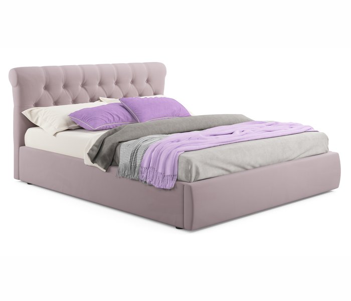 Кровать Ameli 140х200 с подъемным механизмом бледно-розового цвета