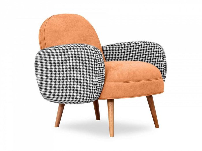 Кресло Bordo оранжевого цвета с коричневыми ножками  - лучшие Интерьерные кресла в INMYROOM