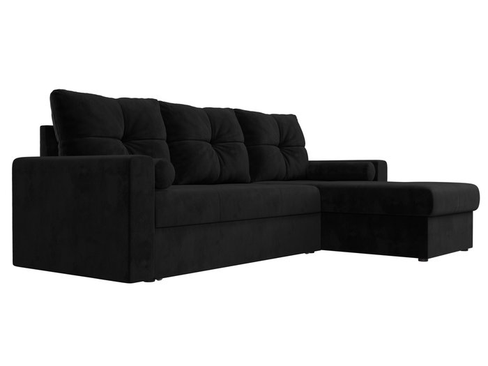 Угловой диван-кровать Верона черного цвета правый угол - лучшие Угловые диваны в INMYROOM