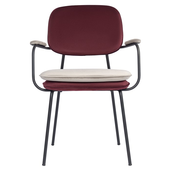 Стул с подлокотниками Реа бордово-бежевого цвета - купить Обеденные стулья по цене 13900.0