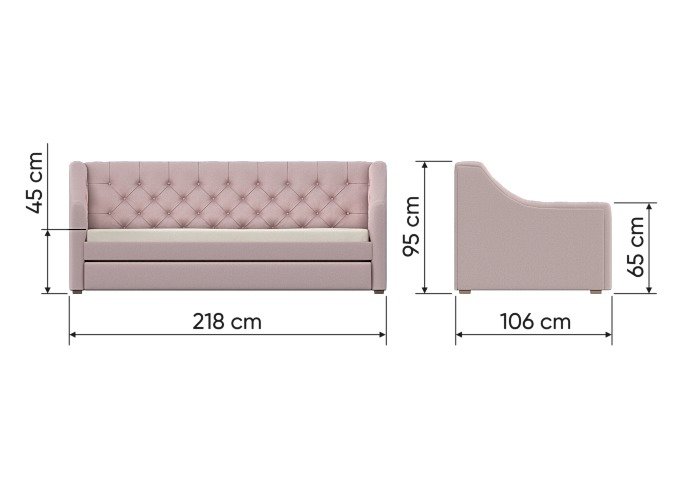Диван-кровать Elit Soft спальное место 90х200 розового цвета - лучшие Прямые диваны в INMYROOM