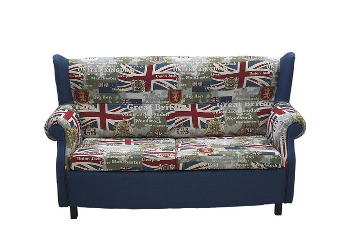 Диван-кровать Британика синего цвета с узором