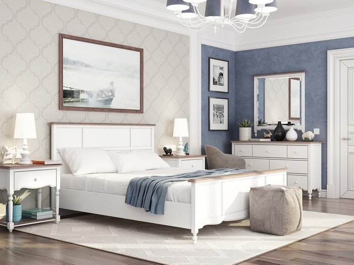 Кровать двуспальная Leblanc c изножьем белого цвета 160х200 - лучшие Кровати для спальни в INMYROOM
