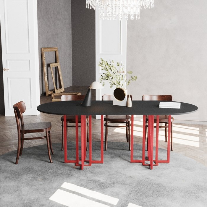Обеденный стол Квартет черно-красного цвета - купить Обеденные столы по цене 79590.0