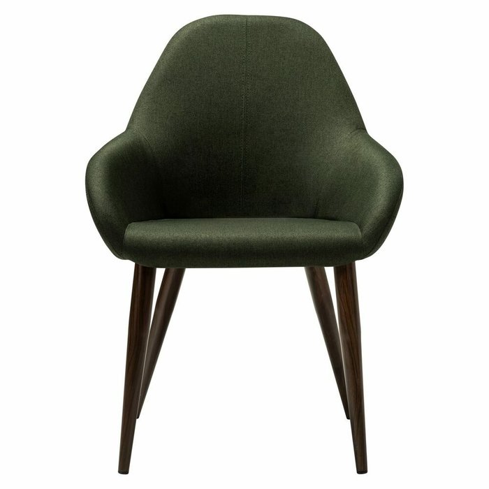 Стул-кресло Kent зеленого цвета на коричневых ножках - купить Обеденные стулья по цене 9990.0