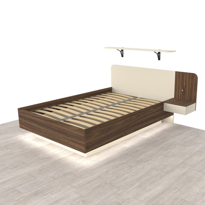 Кровать Астра 120х200 коричнево-бежевого цвета с подъемным механизмом и одним ящиком Кровать Астра 120х200 коричнево-бежевого цвета с подъемным механизмом и одним ящиком
