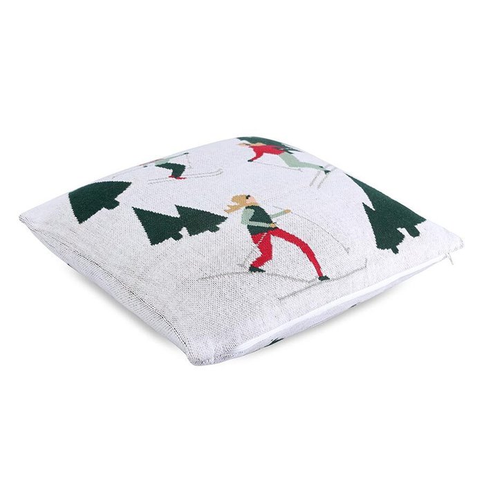 Подушка вязаная с новогодним рисунком Let's Ski 45х45 - купить Декоративные подушки по цене 3290 Подушка вязаная с новогодним рисунком Let's Ski 45х45 - купить Декоративные подушки по цене 3290