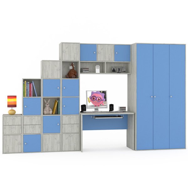 Комплект детской мебели Тетрис синего цвета