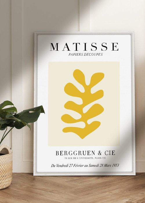 Постер Matisse Papiers Decoupes Yellow 70х100 в раме белого цвета - купить Принты по цене 12100.0