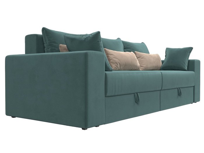 Прямой диван-кровать Мэдисон бирюзово-бежевого цвета - лучшие Прямые диваны в INMYROOM