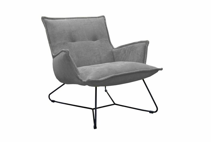 Кресло Чарли серого цвета с металлическим каркасом 