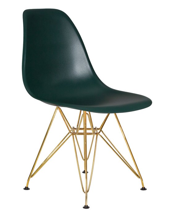 Стул обеденный темно-зеленого цвета с золотыми металлическими ножками - купить Обеденные стулья по цене 3490.0