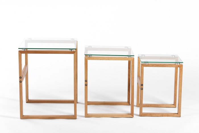 Набор кофейных столов "Matrix" из дерева и стекла - лучшие Кофейные столики в INMYROOM