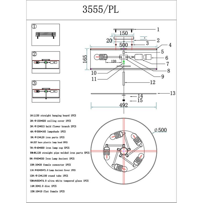 Светильник потолочный Newport 3550 3555/PL nickel - купить Подвесные люстры по цене 34289.0
