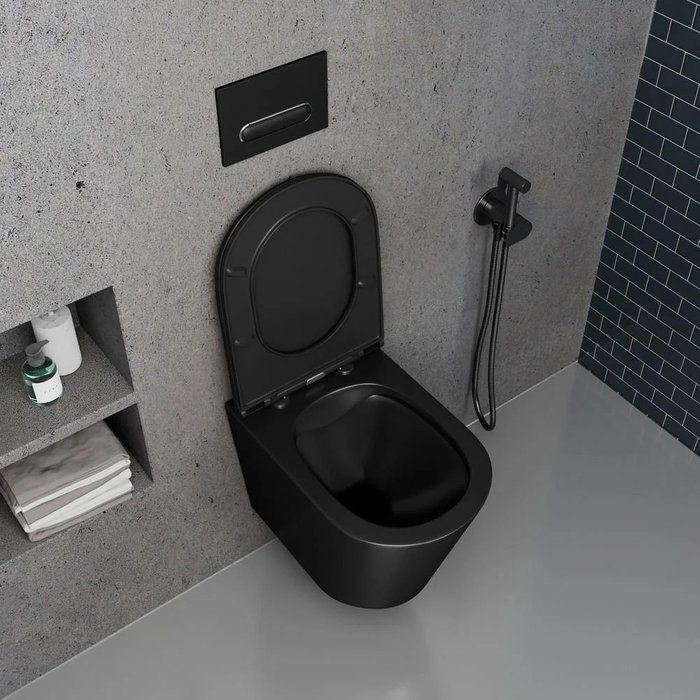 Унитаз подвесной Damp;K Venice черный, безободковый, с микролифтом - лучшие Чаши унитазов в INMYROOM