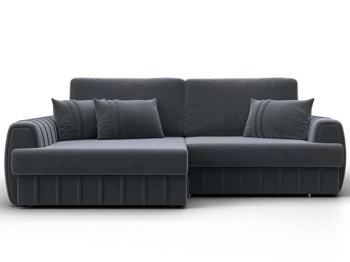 Угловой диван-кровать Лига-057 темно-серого цвета левый - купить Угловые диваны по цене 80990