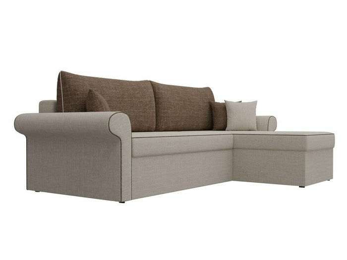 Угловой диван-кровать Милфорд коричнево-бежевого цвета - лучшие Угловые диваны в INMYROOM