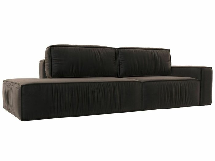 Прямой диван-кровать Прага модерн коричневого цвета подлокотник справа