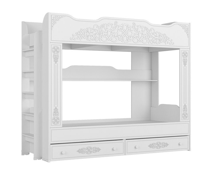 Композиция для детской Ассоль белого цвета с двухъярусной кроваткой - лучшие Детские гарнитуры в INMYROOM