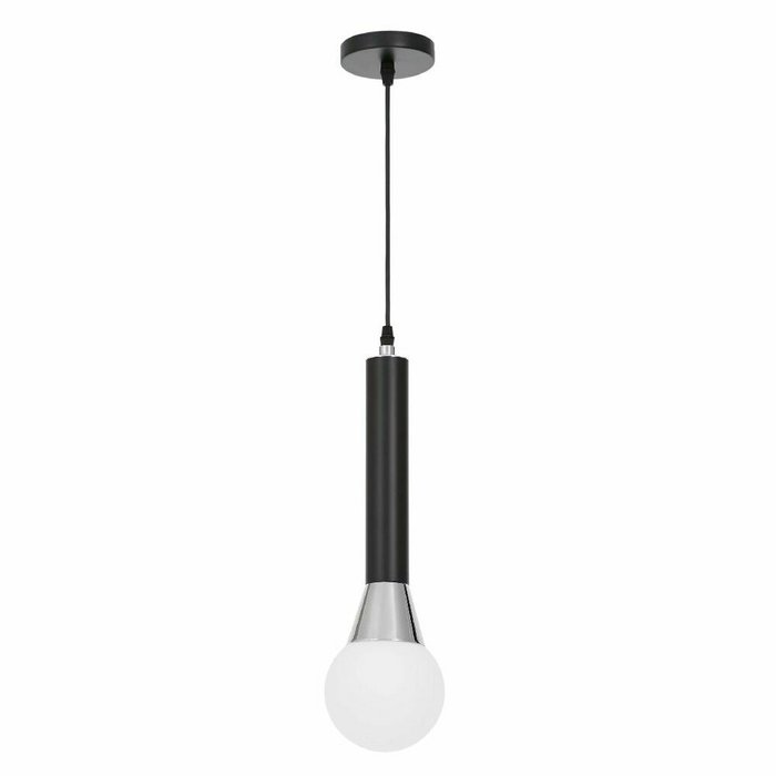 Подвесной светильник Folino LDP 7012-1B BK+CHR (стекло, цвет белый) - лучшие Подвесные светильники в INMYROOM Подвесной светильник Folino LDP 7012-1B BK+CHR (стекло, цвет белый) - лучшие Подвесные светильники в INMYROOM