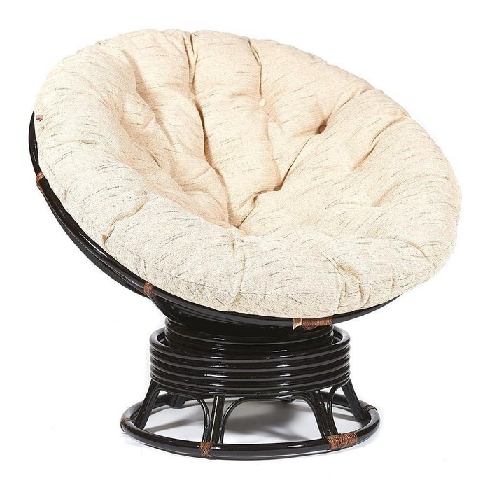 Кресло-качалка Papasan Antique brown с подушкой светло-бежевого цвета - лучшие Садовые кресла в INMYROOM