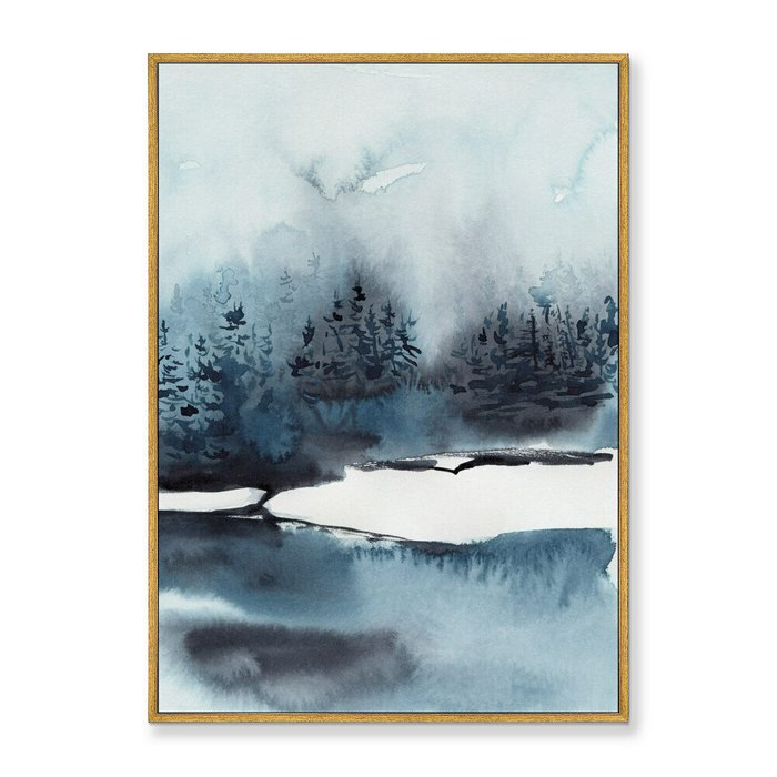 Репродукция картины на холсте Winter lake, 2021г. - купить Картины по цене 21999.0