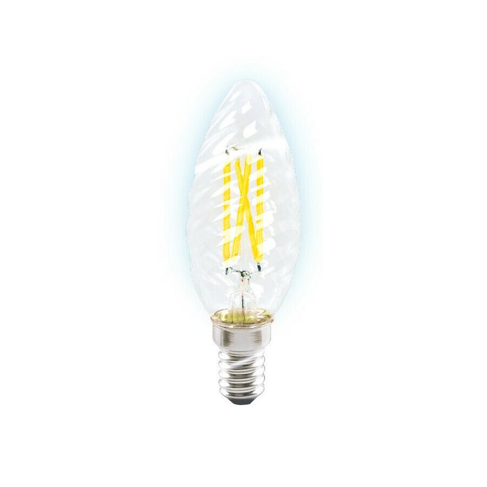 Светодиодная филаментная лампа свеча 220V E14 6W 760Lm 6400K (холодный белый) формы свечи