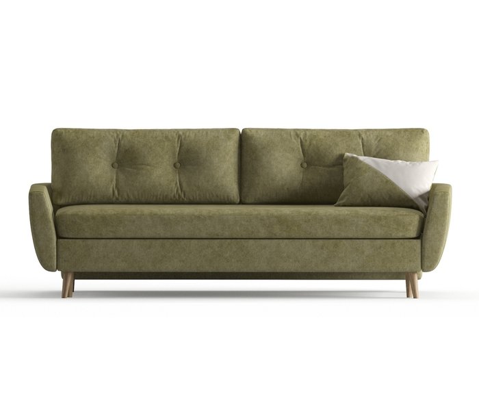 Диван-кровать Авиньон в обивке из вельвета оливкового цвета - купить Прямые диваны по цене 36990.0