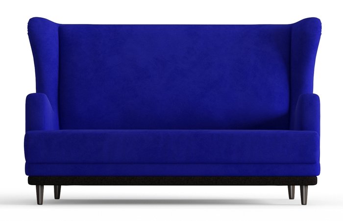 Диван прямой Грэмми в обивке из велюра синего цвета  - купить Прямые диваны по цене 17990.0