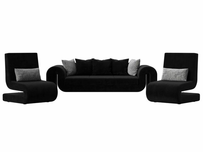 Набор мягкой мебели Волна 1 черного цвета - купить Комплекты мягкой мебели по цене 88998.0