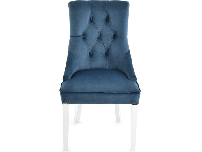 Стул Боска синего цвета на белых ножках - лучшие Обеденные стулья в INMYROOM