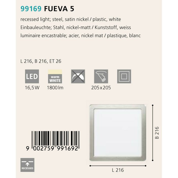 Светильник точечный Fueva бело-серого цвета - купить Потолочные светильники по цене 2790.0