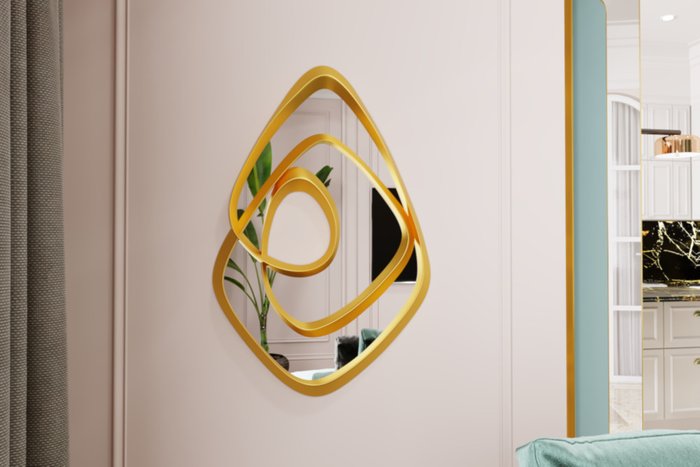 Ассиметричное интерьерное зеркало Feto в декоративной раме - лучшие Настенные зеркала в INMYROOM