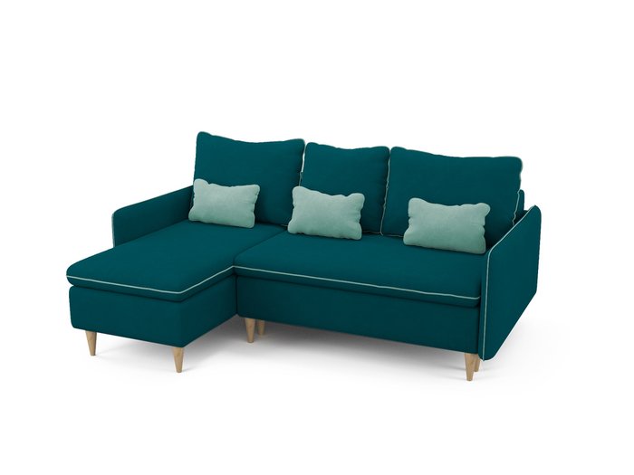Угловой диван-кровать левый Ron сине-зеленого цвета - купить Угловые диваны по цене 68200.0