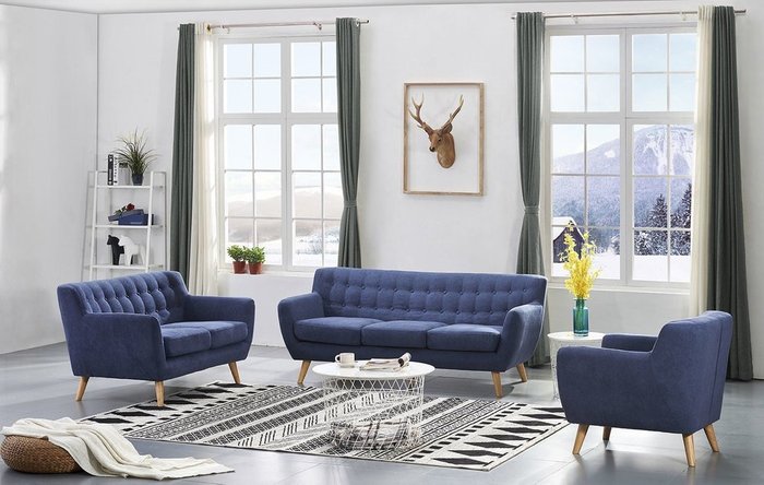 Диван Copenhagen синего цвета - купить Прямые диваны по цене 66055.0