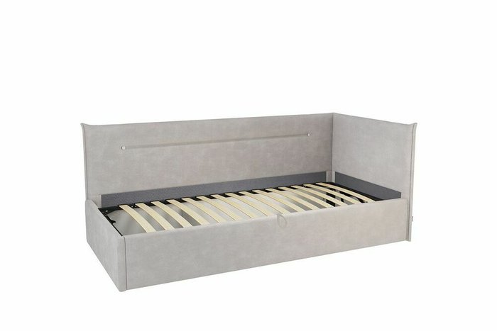 Кровать Альба 90х200 светло-серого цвета с подъемным механизмом - купить Кровати для спальни по цене 27090.0